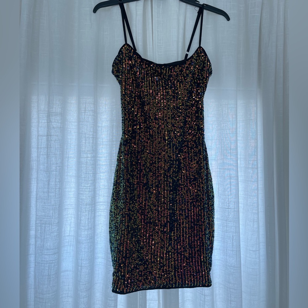 Black sequin tight fitted dress